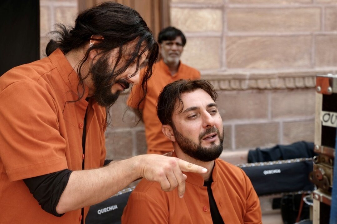 Михаил Галустян и Демис Карибидис на съемочной площадке фильма «Королек моей любви»