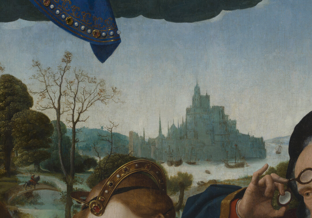 Ян Провост. Мадонна во Славе. Нидерланды. 1524 год. Холст; масло. Картина после реставрации. Фрагмент. Государственный Эрмитаж.