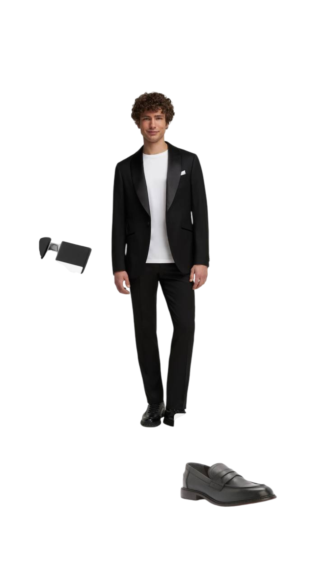 Смокинг REDA, HENDERSON.RU, лоферы ERNESTO DOLANI CLAUDIO, RENDEZ-VOUS, запонки квадратные со вставкой из натурального камня, HENDERSON