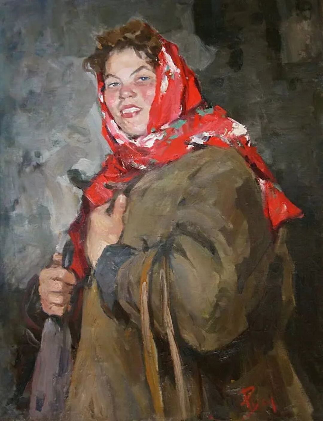 Лев Русов. "Портрет молодох колхозницы". 1956 год