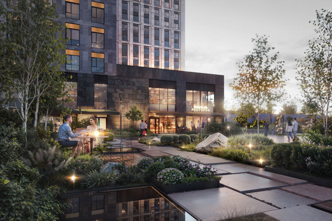 Комплекс Saan: бассейн с панорамными окнами и видом на Удельный парк