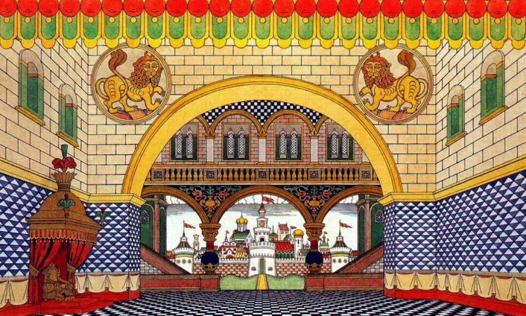 Палаты царя Дадона. Эскиз декорации к опере «Золотой петушок», 1909 год