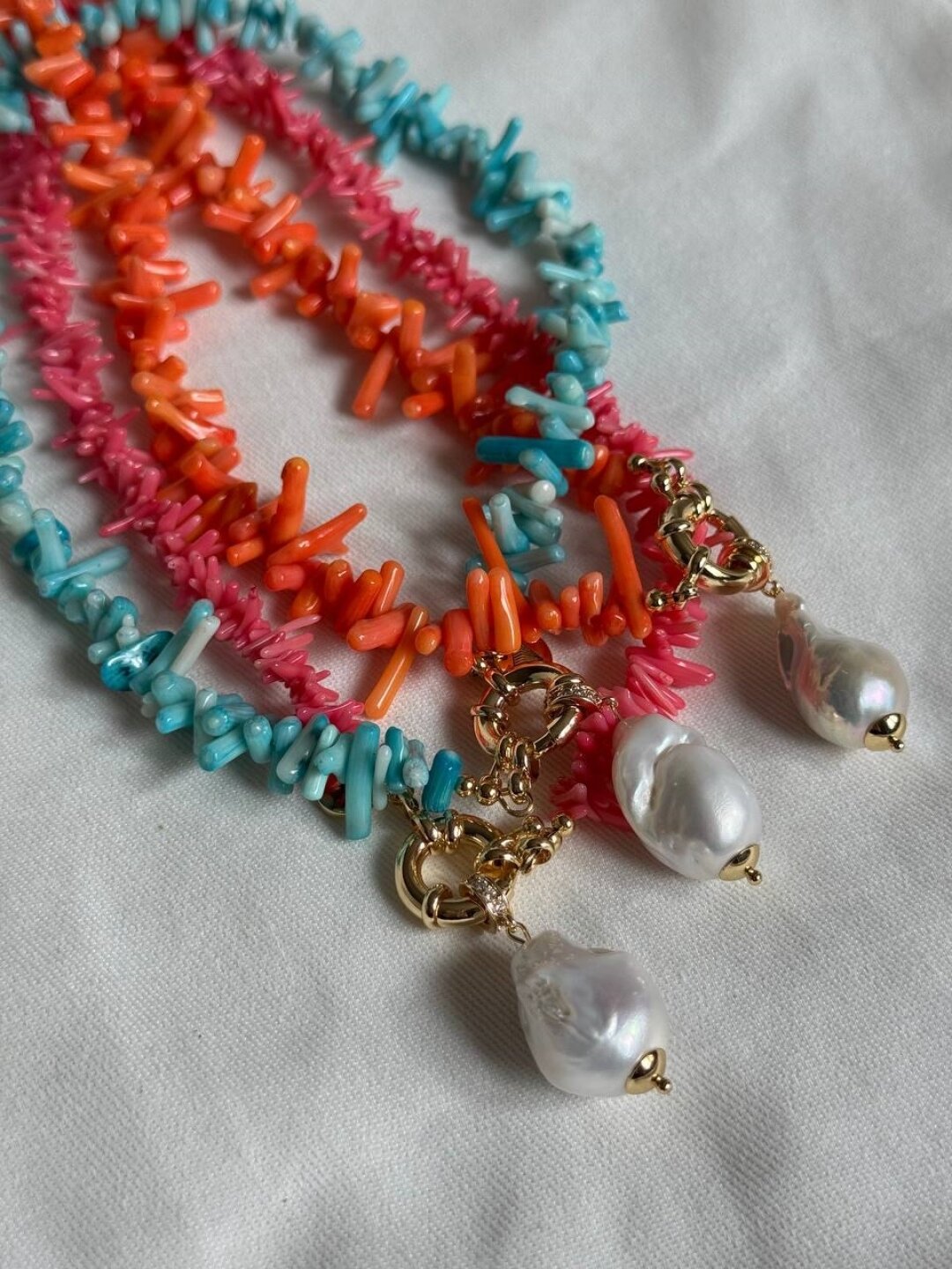 Колье Coral с кораллом и жемчугом