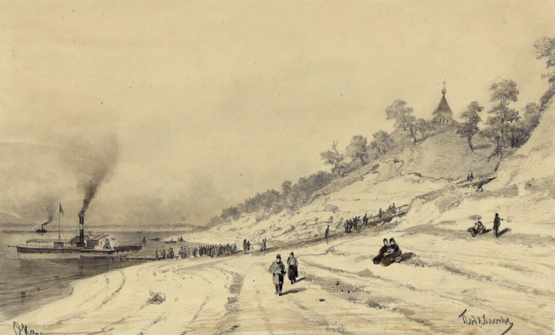 А. П. Боголюбов "Подъяблонье на реке Оке. Дудин монастырь", 1863 год