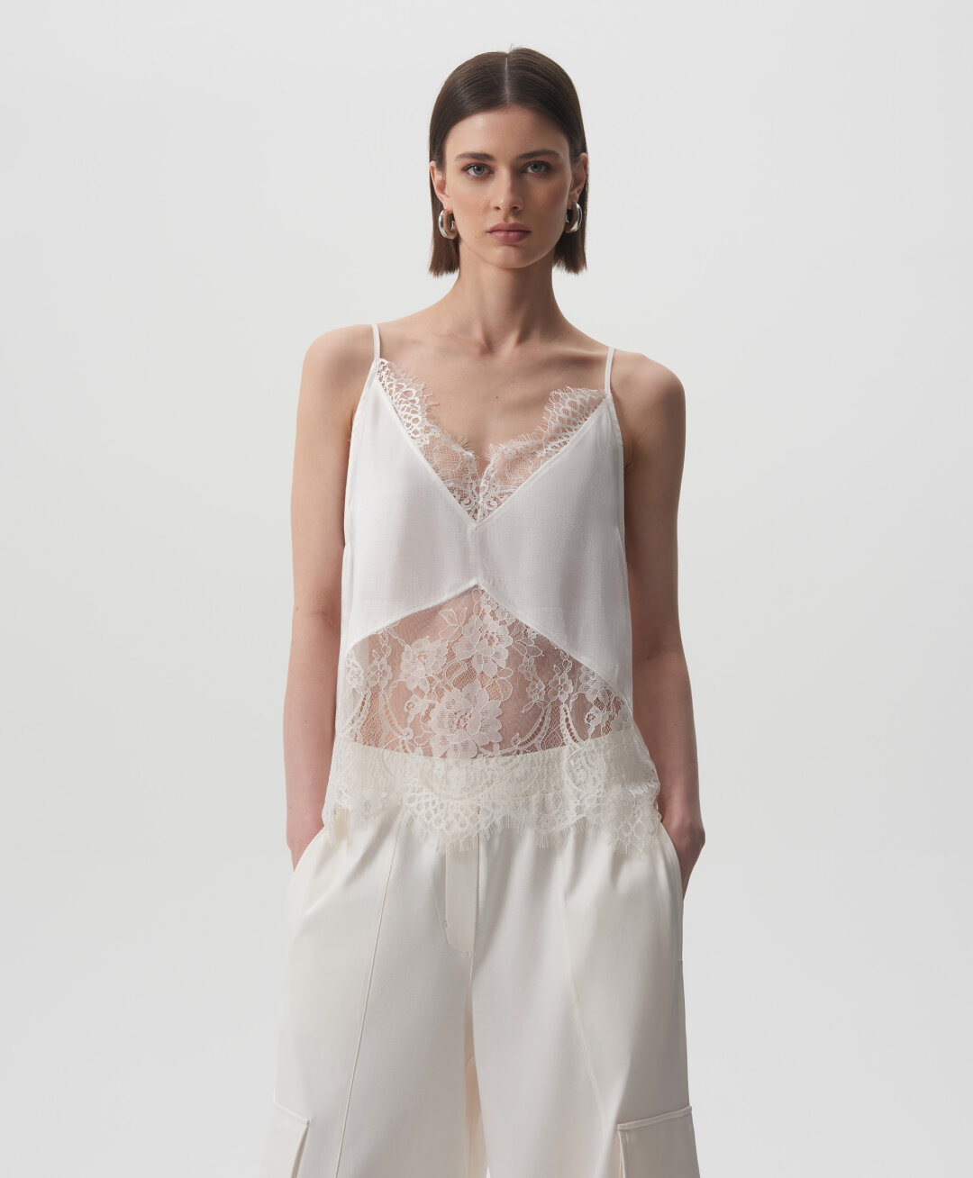 Топ из шелковистой вискозы с кружевом GLVR