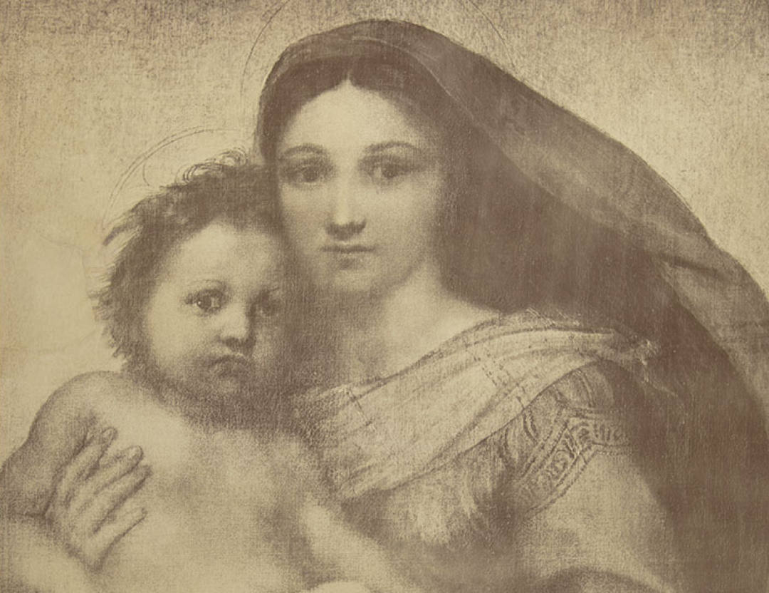 Неизвестный фотограф. Фоторепродукция картины Рафаэля «Сикстинская Мадонна» (фрагмент). Вторая половина XIX века. Государственный Эрмитаж