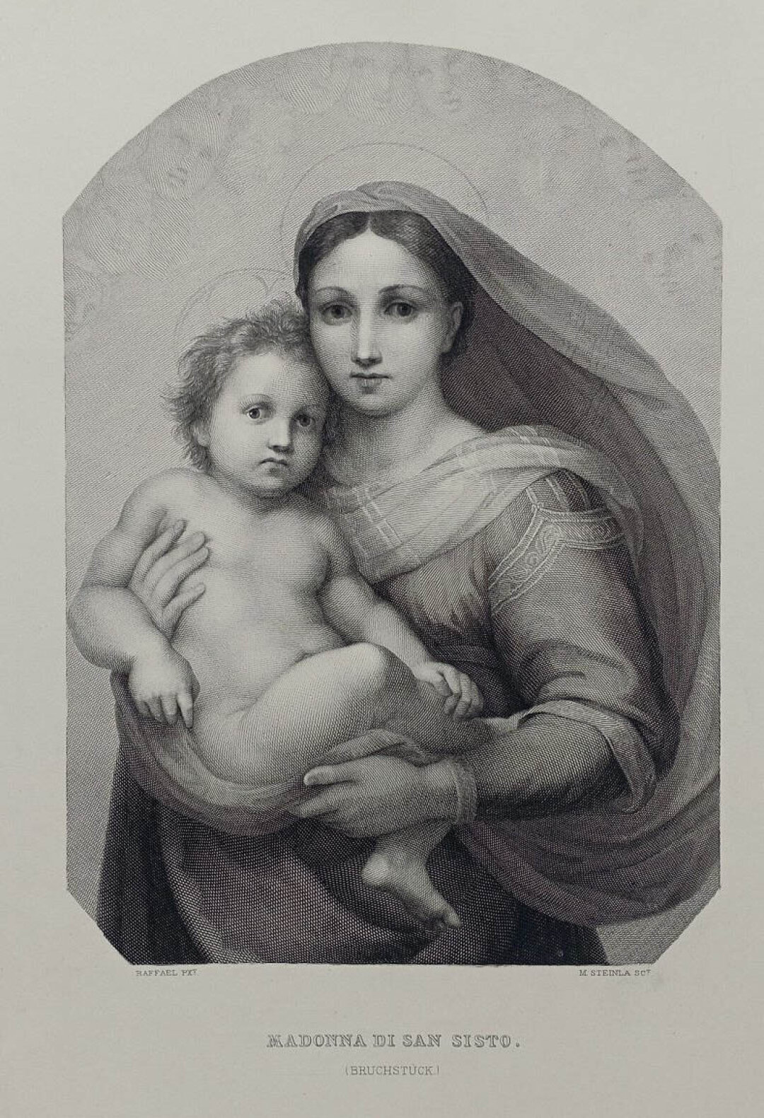 Неизвестный художник. Фрагмент картины Рафаэля Санти «Сикстинская Мадонна». XIX век.