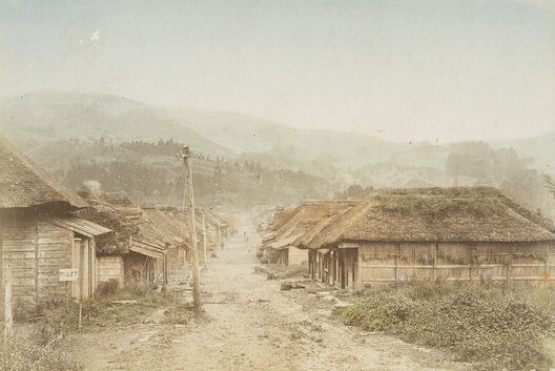 Неизвестный автор, "Японская деревня". Альбуминовый отпечаток, 1890-е года