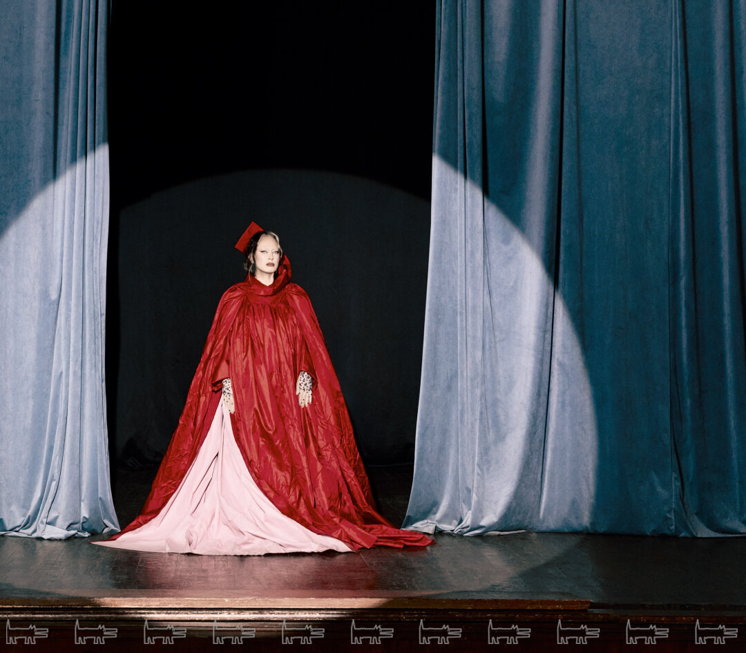 На Ларисе: кейп АРТЕМ КАЛЯКИН, перчатки EDEM COUTURE