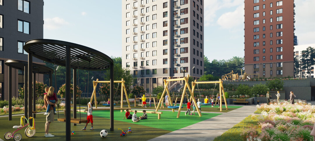 Детская площадка, выполненная из экоматериалов