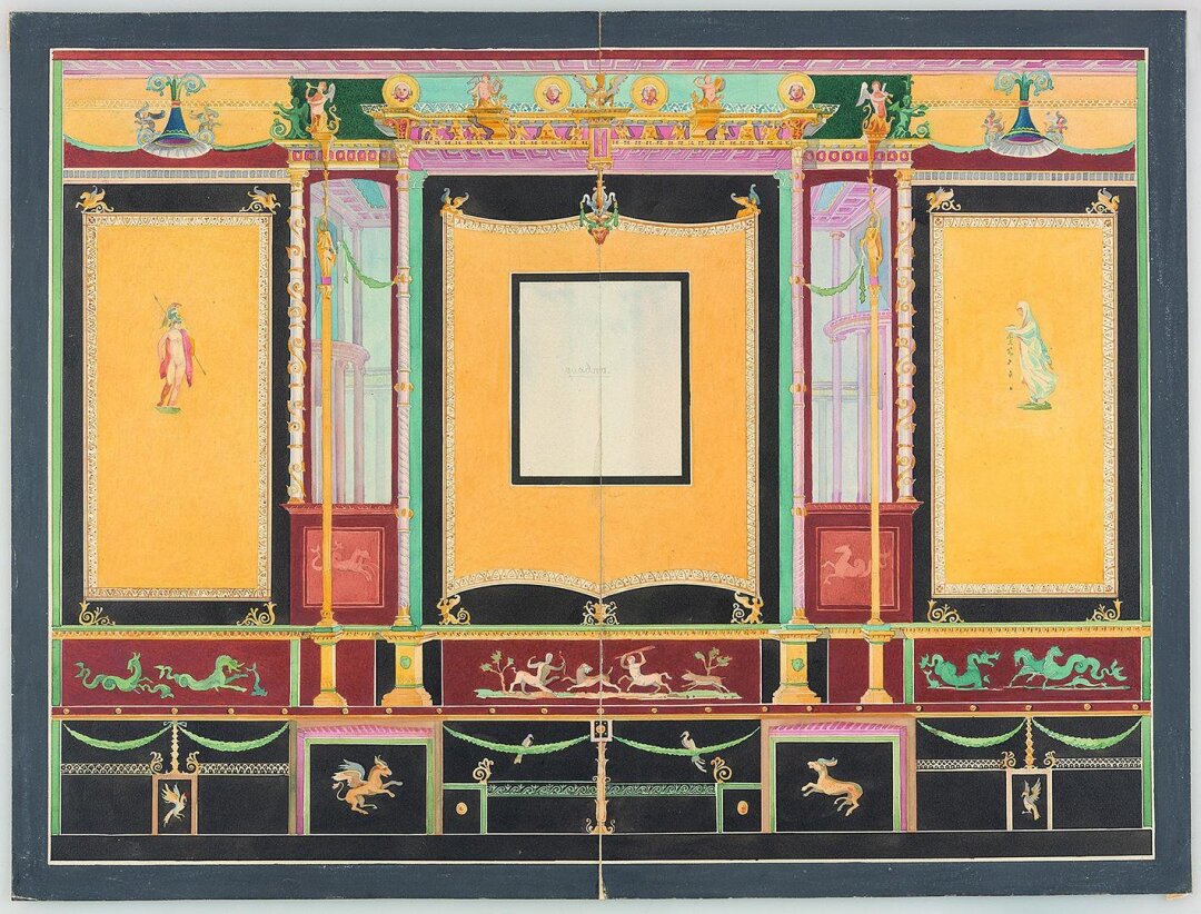 Федор Рихтер. Роспись стены зала для приема гостей в Доме поэта-трагика в Помпеях. 1836-1837