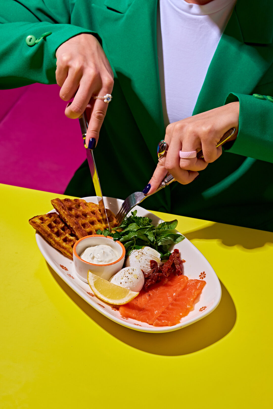 Завтрак с вафлями из цукини, 740 рублей