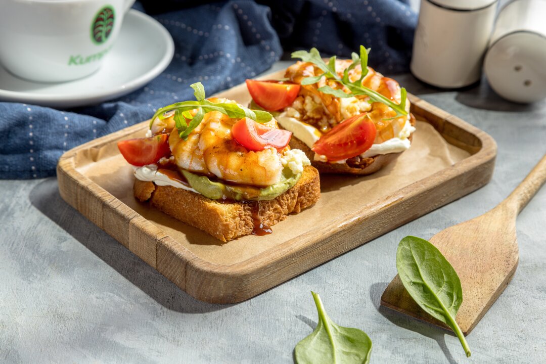 Бриошь собственного производства с креветками, 580 рублей