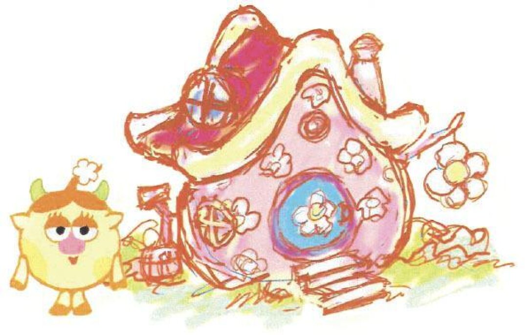 Одно из ранних изображений домика Нюши и ее самой – пока еще Буренки