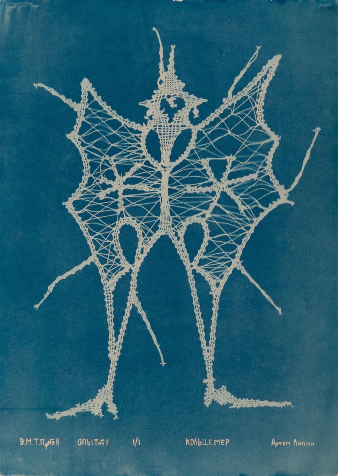 Артем Ляпин. «Кольцемер 3». Отпечаток цианотипии. 69,5×49,5 см. 2024