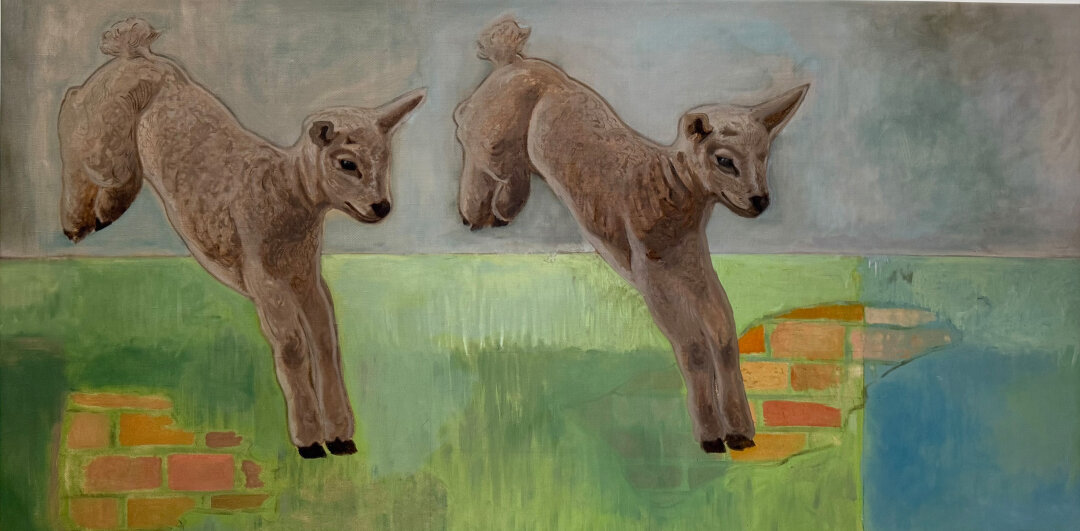 Никита Кроко. Counting sheep / Dream Casino. Холст, масло. 190×90 см. 2025