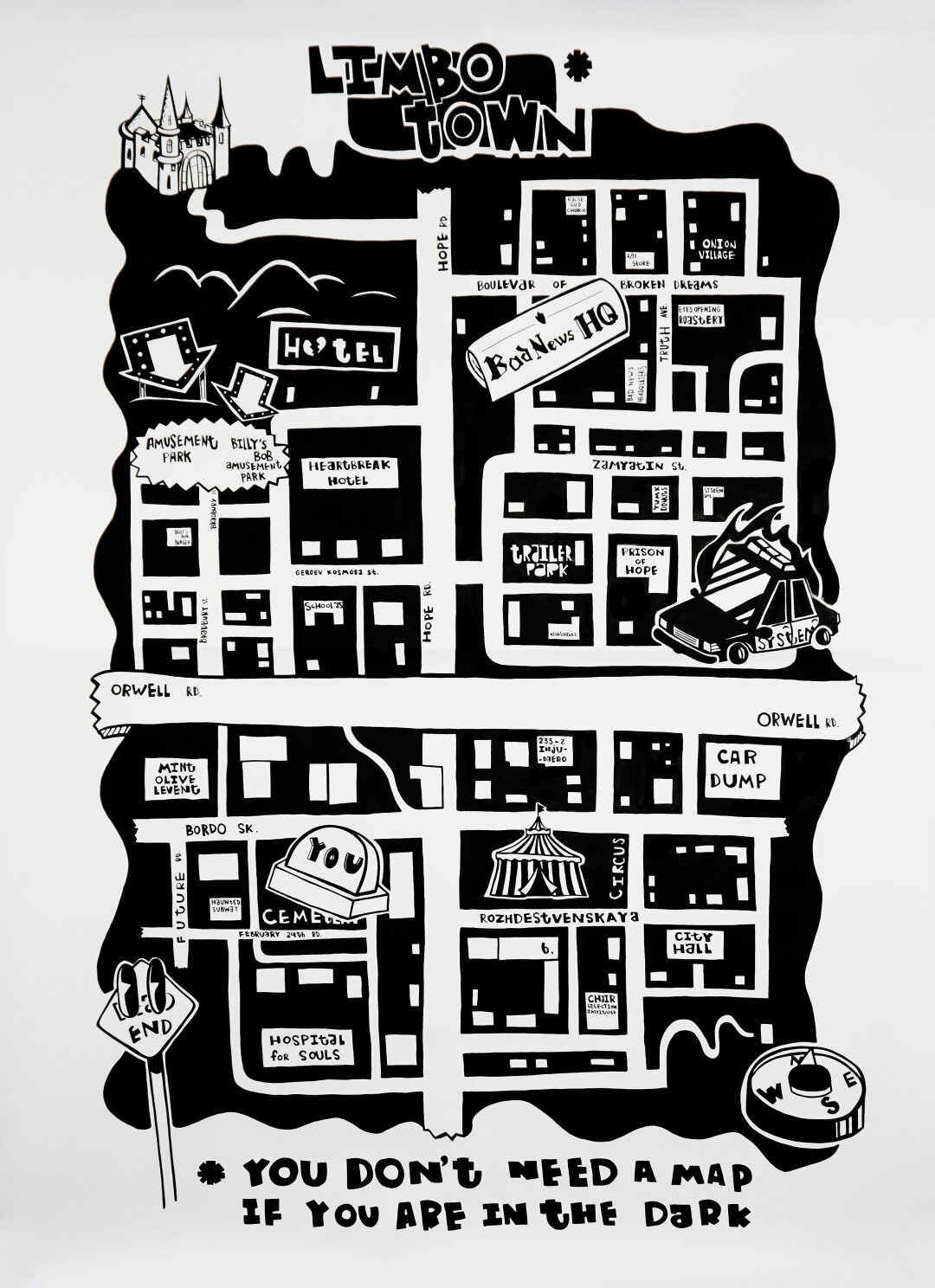 LIMBO TOWN MAP. Бумага, акрил.