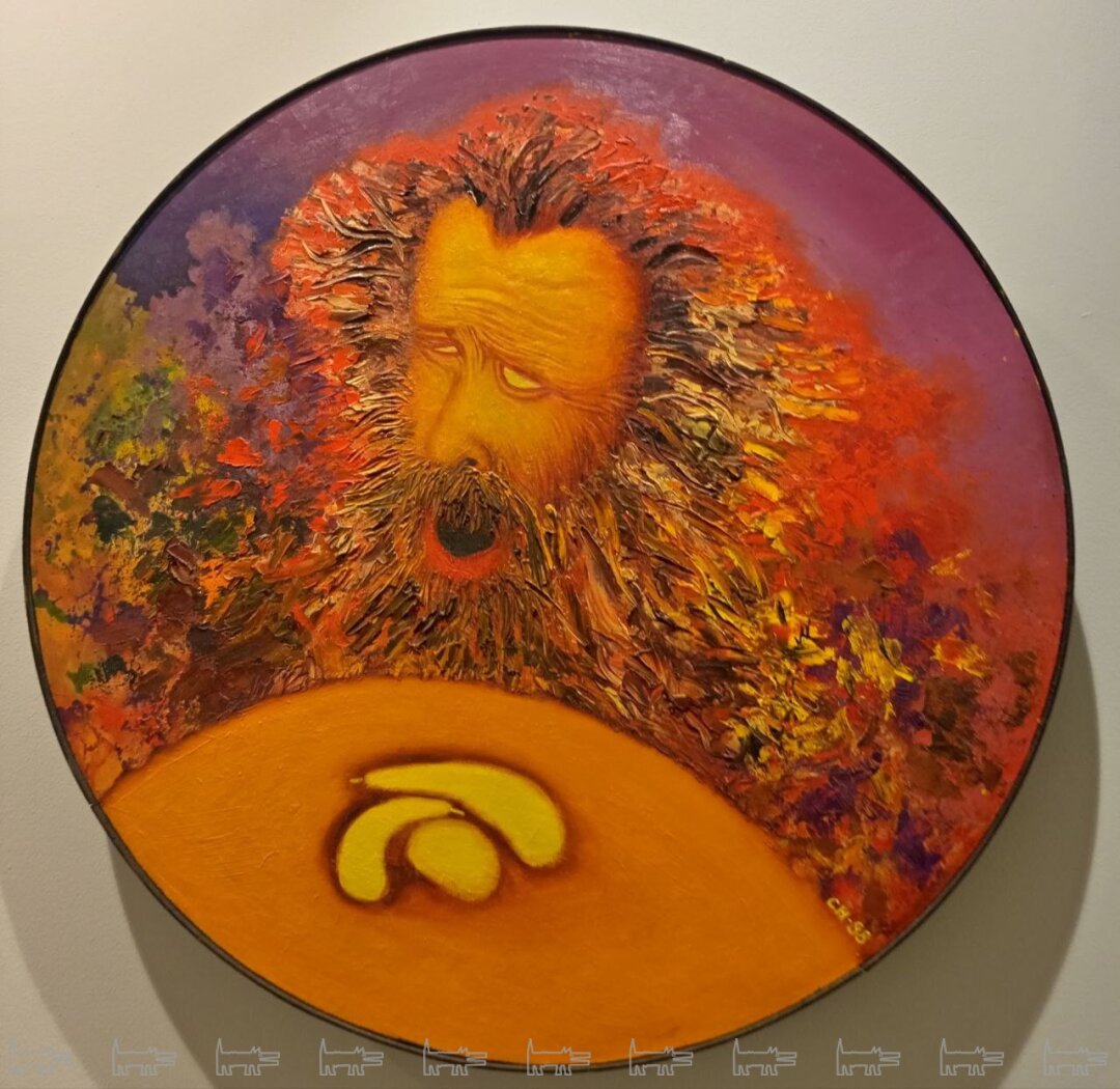 Николай Сажин. Автопортрет в виде головы Олоферна (Зевающий). 1988