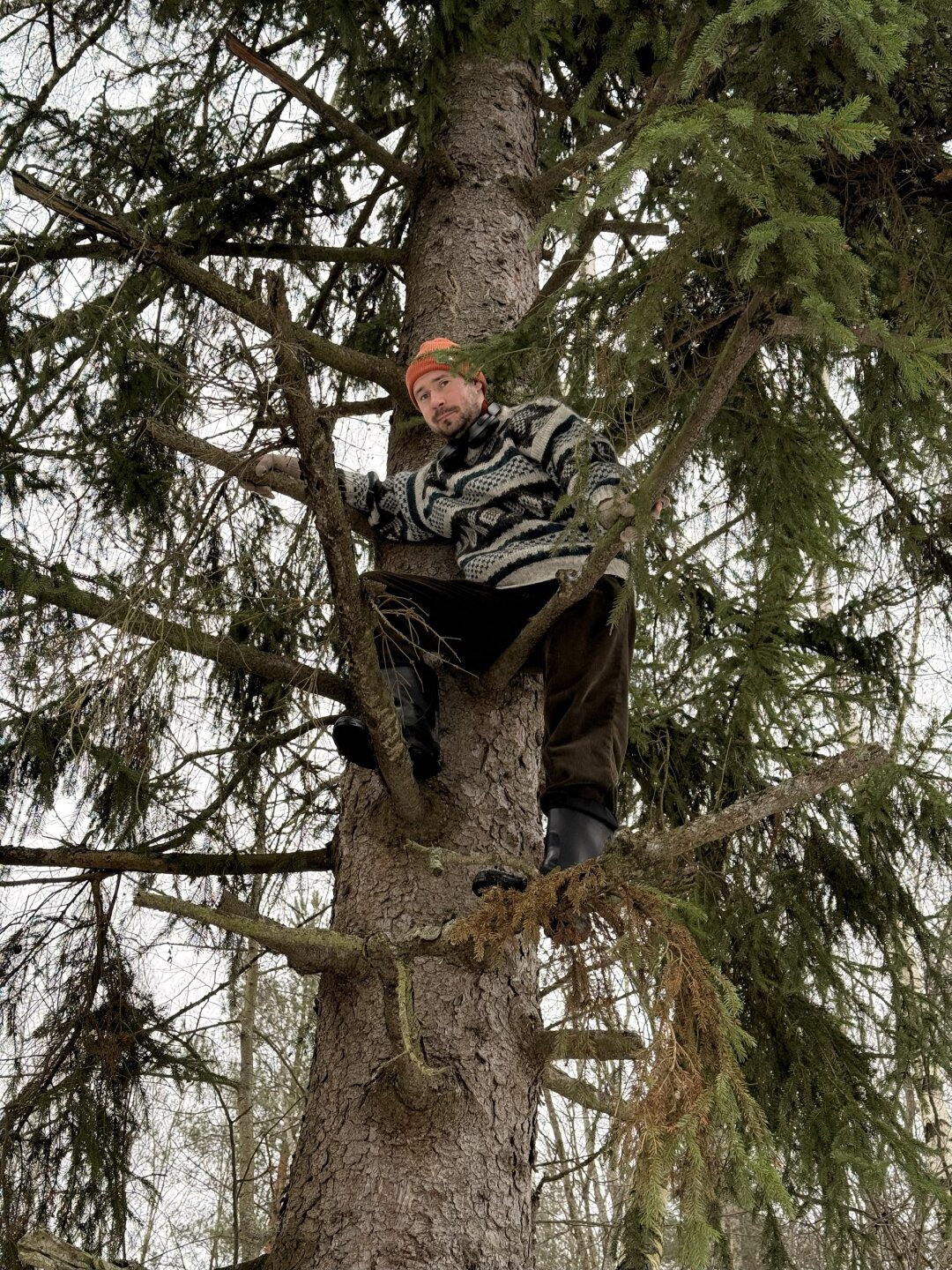 Журналист Собака.ru Константин Крылов осваивает навыки лазанья по деревьям