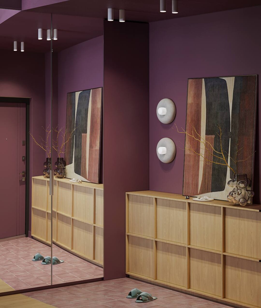 Глубокий цвет входной зоны - погружения в личное пространство буквально с порога