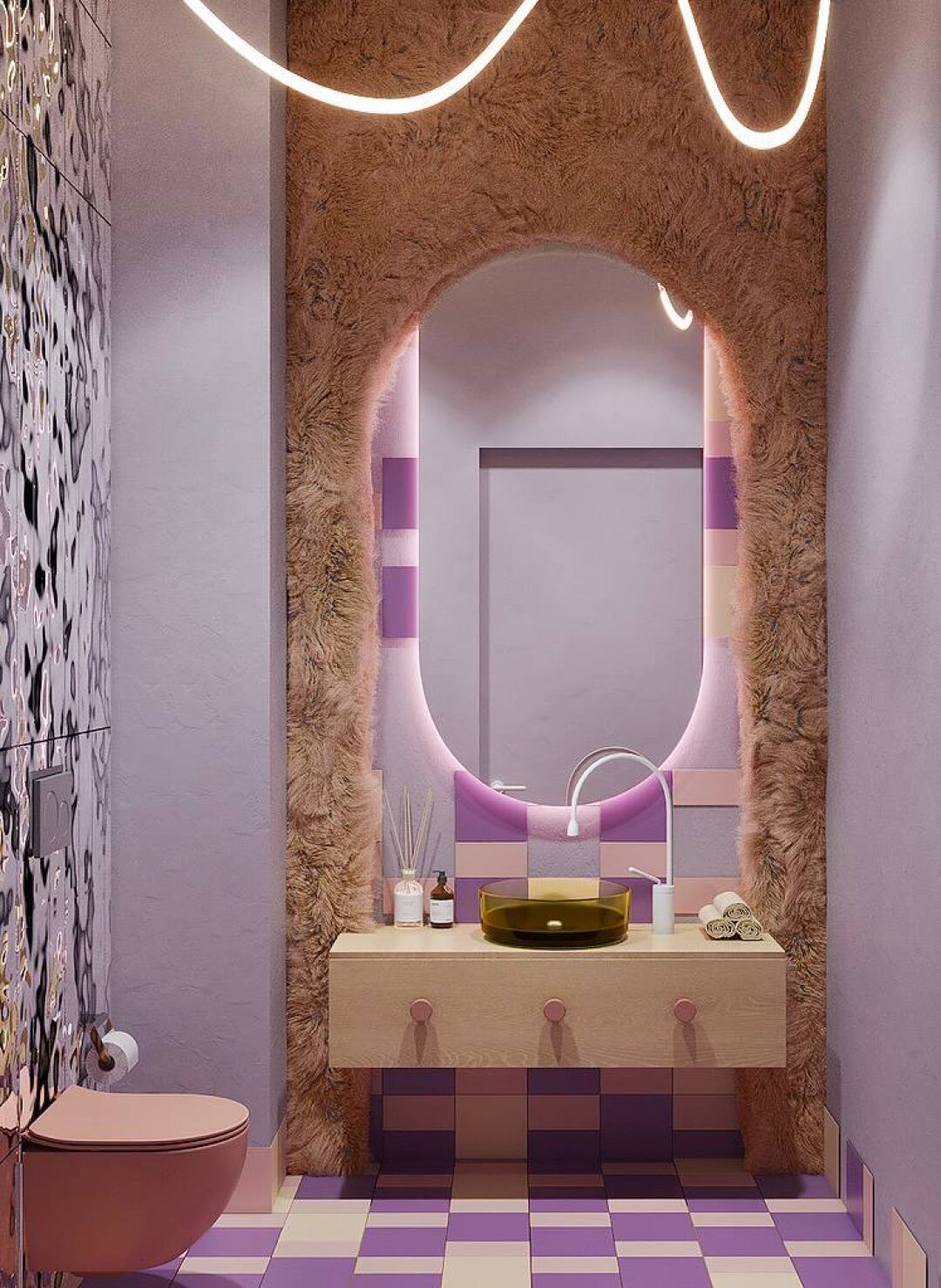 «Мех в санузле» звучит как безумная идея, но именно так и рождаются самые запоминающиеся интерьеры