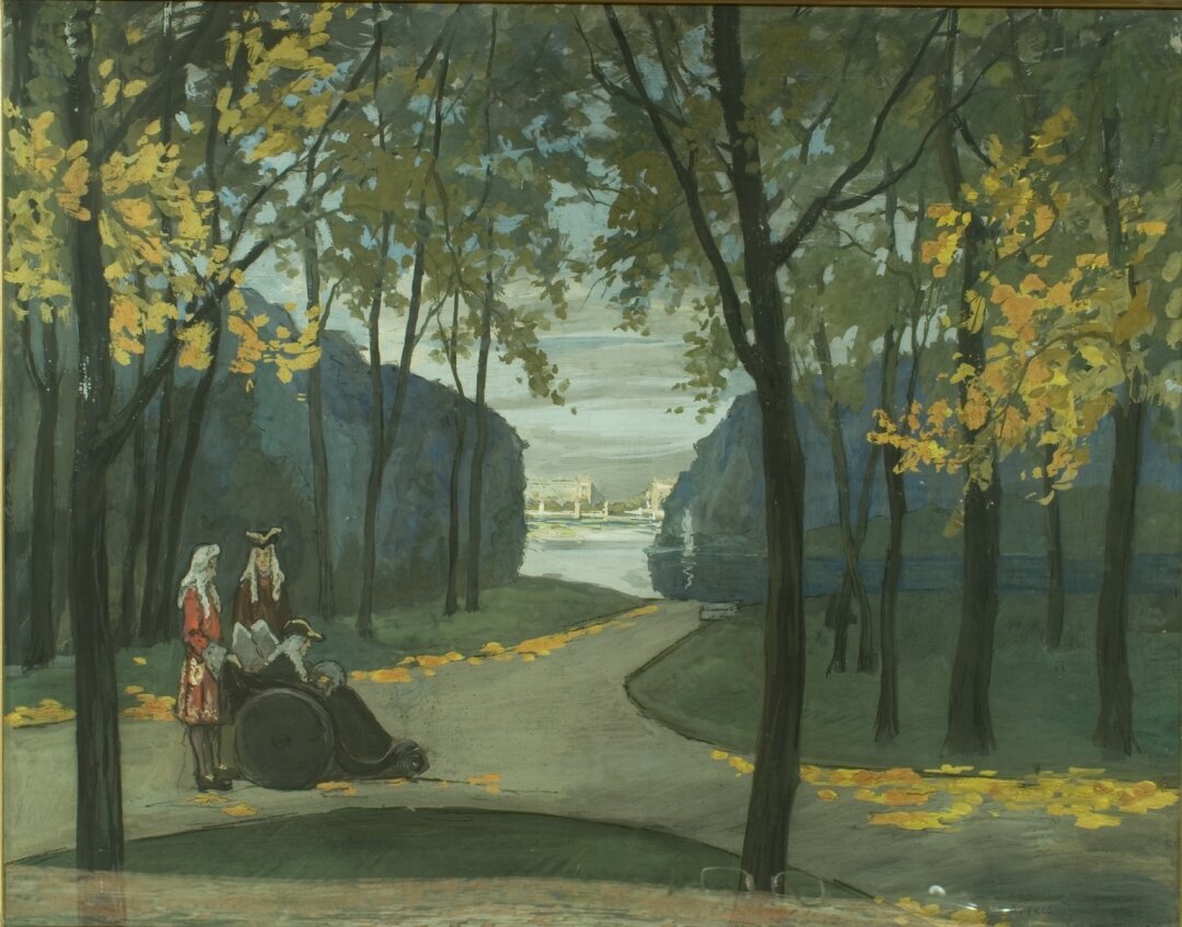 Александр Бенуа, "Прогулка короля", 1897. Собрание семьи Палеевых.