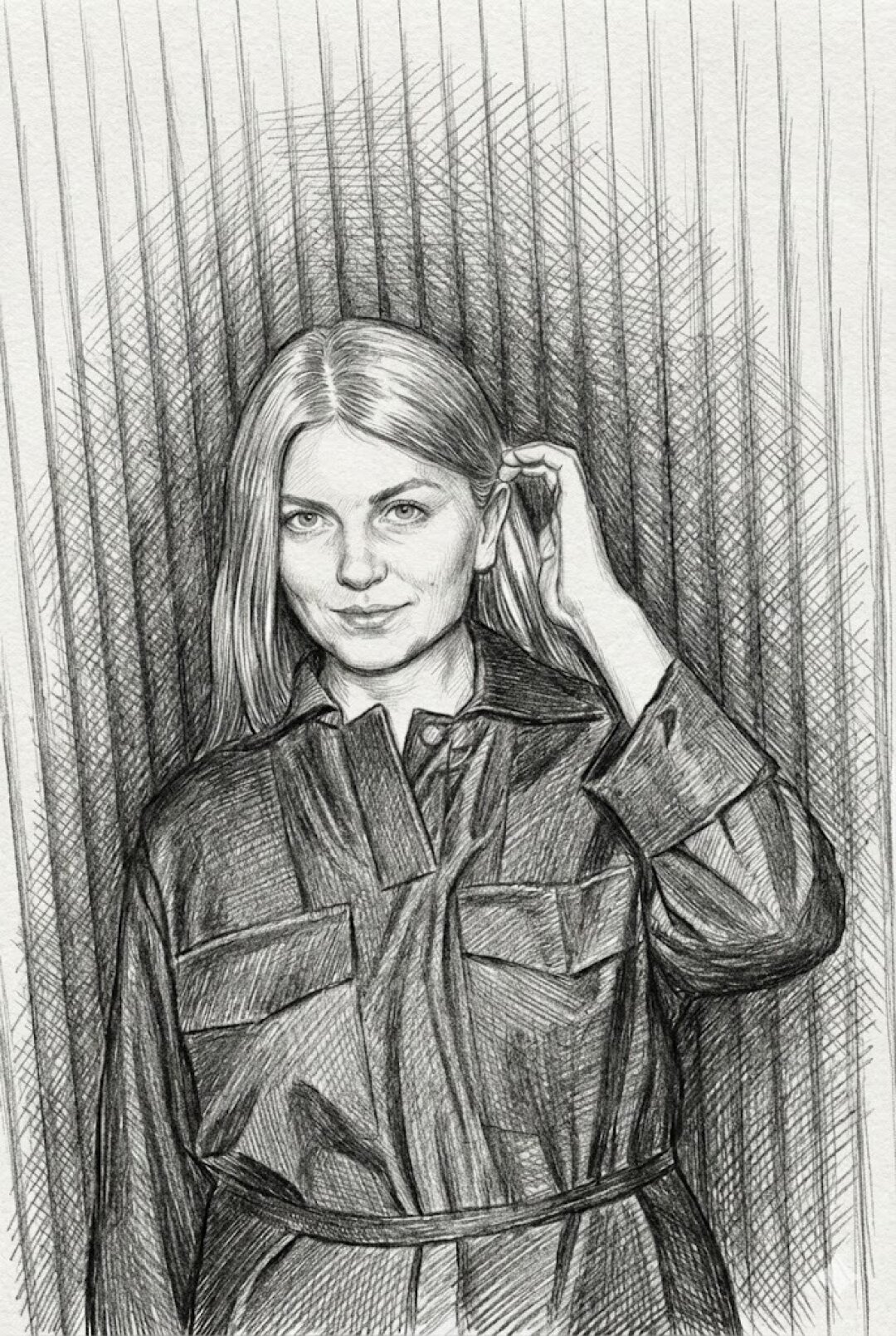 Карандашный портрет редактора отдела «Еда» Дарьи Павлюкевич (генерация Nano Banana Pro)