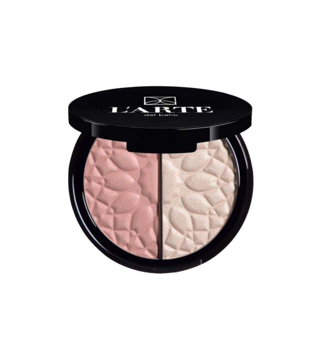 Палетка с румянами и хайлайтером L’arte del bello, «Золотое Яблоко», 1 791 руб.