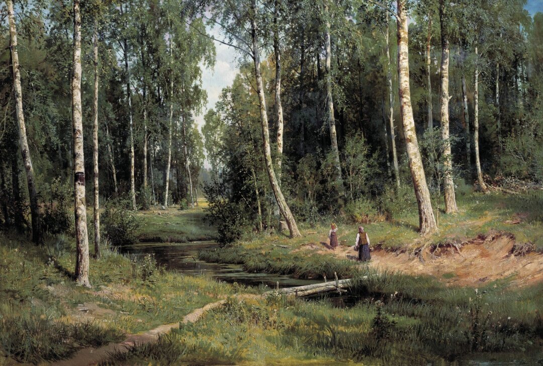 Иван Шишкин, "Ручей в березовом лесу", 1883