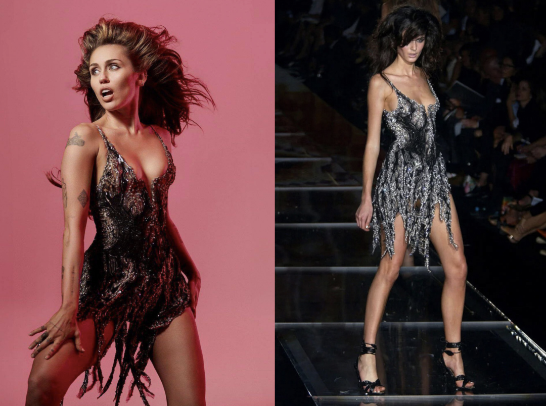 Майли Сайрус Платье Roberto Cavalli с показа весна-лето 2004 сняла в своем клипе “Doctor” Майли Сайрус