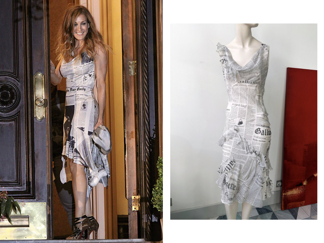 «Газетное платье» Платье Newspaper Dress из коллекции сезона осень-зима 2000 года Джона Гальяно сделала культовым Сара Джессика Паркер, появившись в