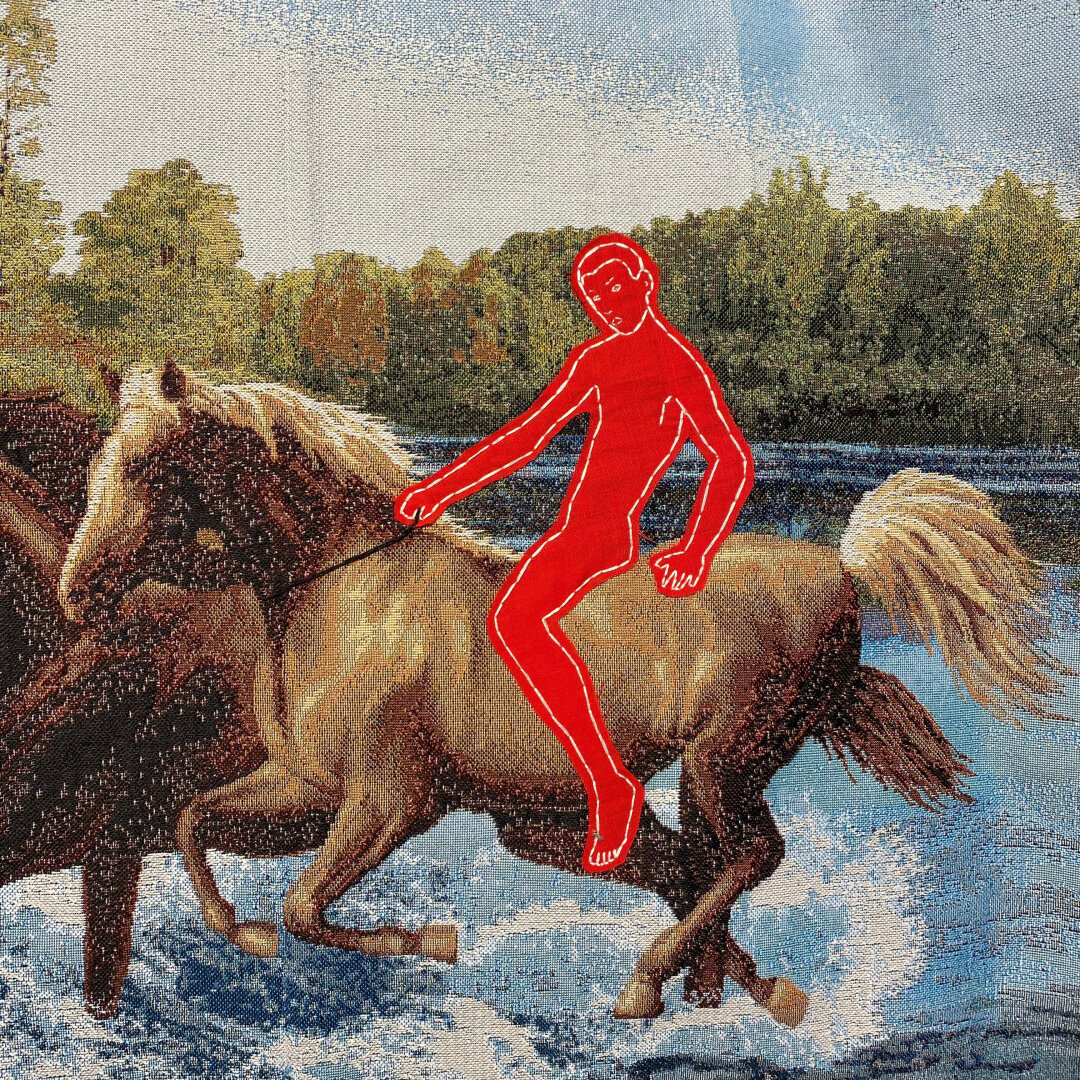 Cерия «Привет, гобелен». Гобелен, ручная вышивка. 2025