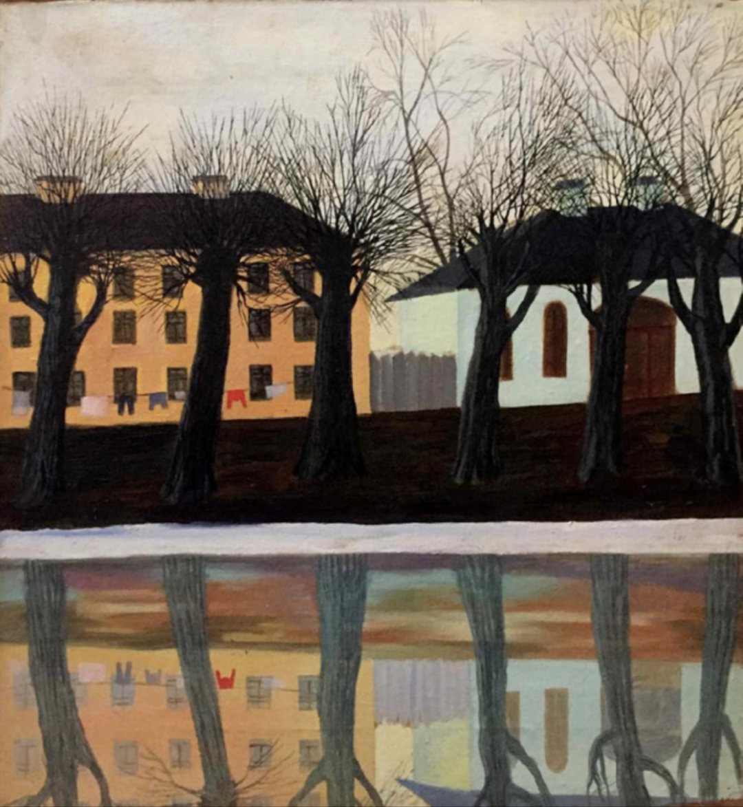 Татьяна Глебова «Городской пейзаж с деревьями». Холст, масло, 1934