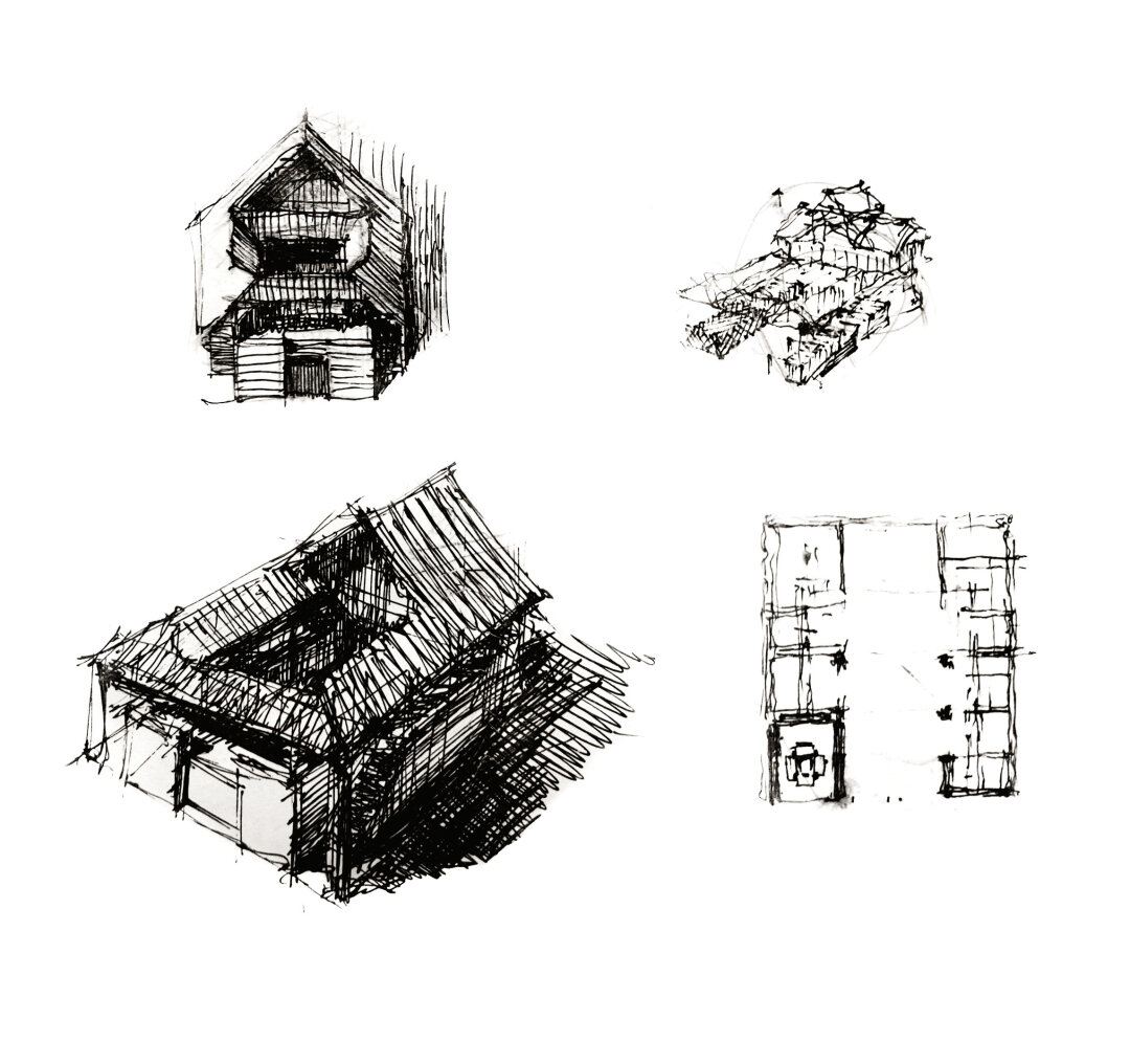 Эскизы землебитной архитектуры Булата Шакирова