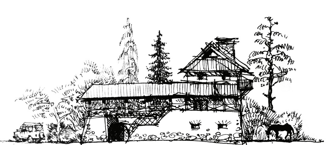 Эскизы землебитной архитектуры Булата Шакирова