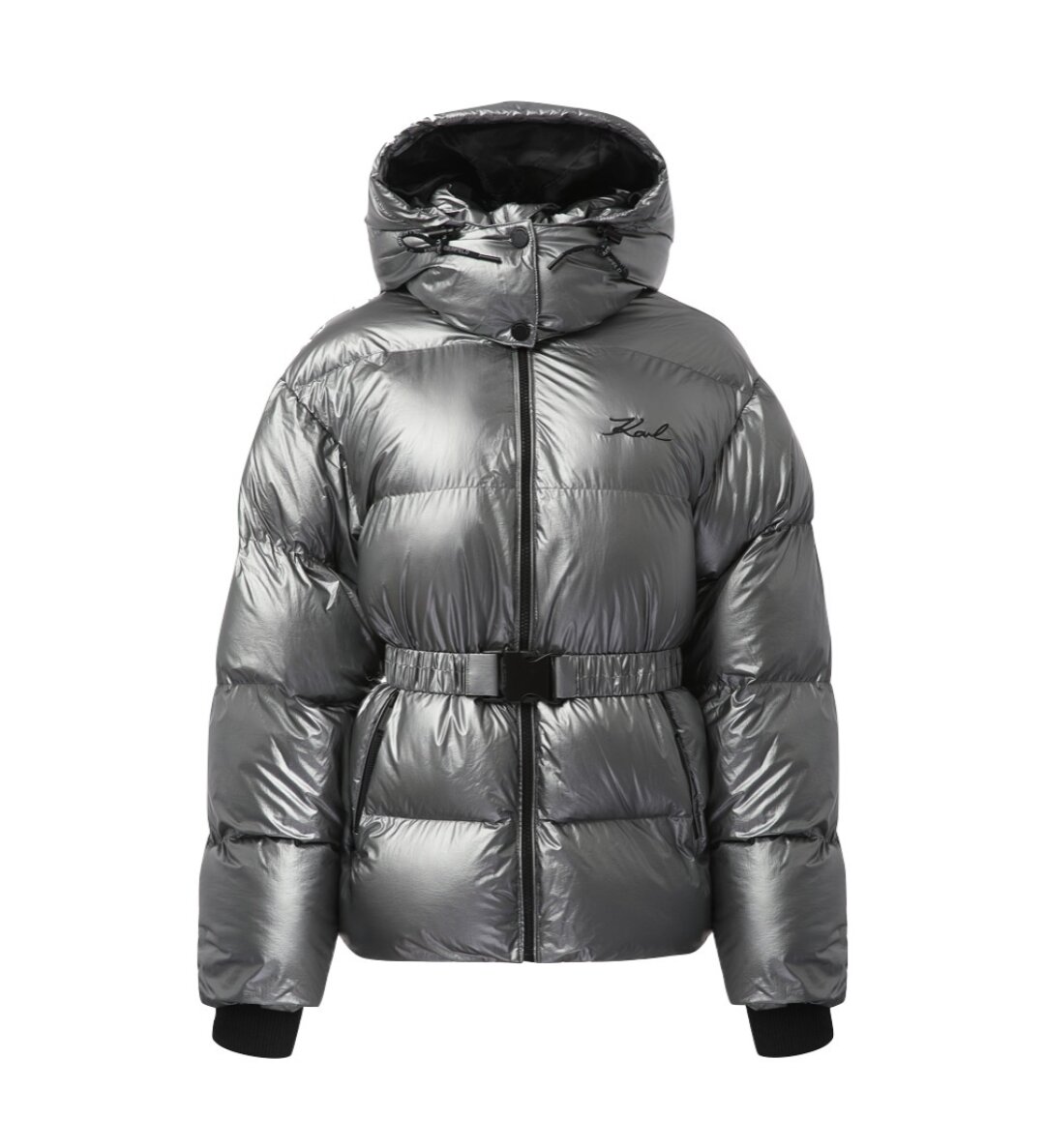 Пуховик Karl Lagerfeld, Rendez-Vous, 48 990 руб. Металлик с подиумов Maison Margiela и Schiaparelli перекочевал в зимний аутдор. Отрабатываем тренд с