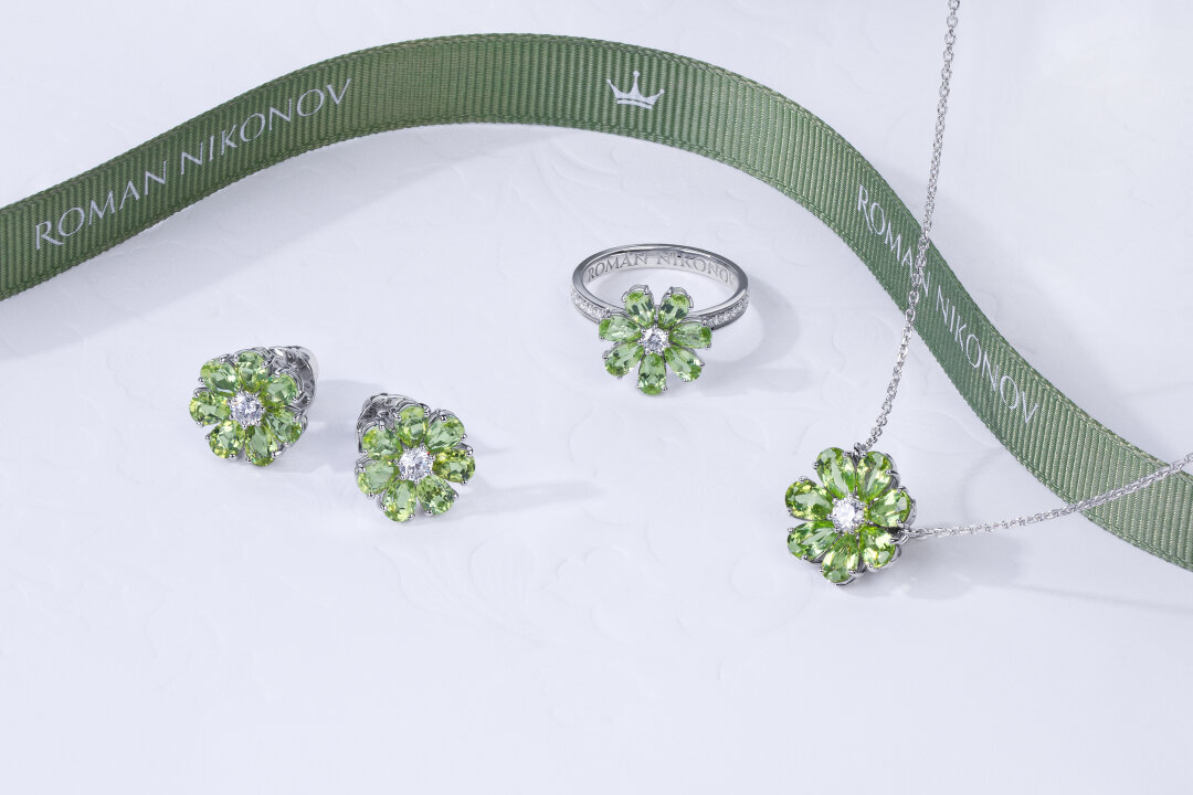 Сет «Цветик» с хризолитами, коллекция «Сказки»