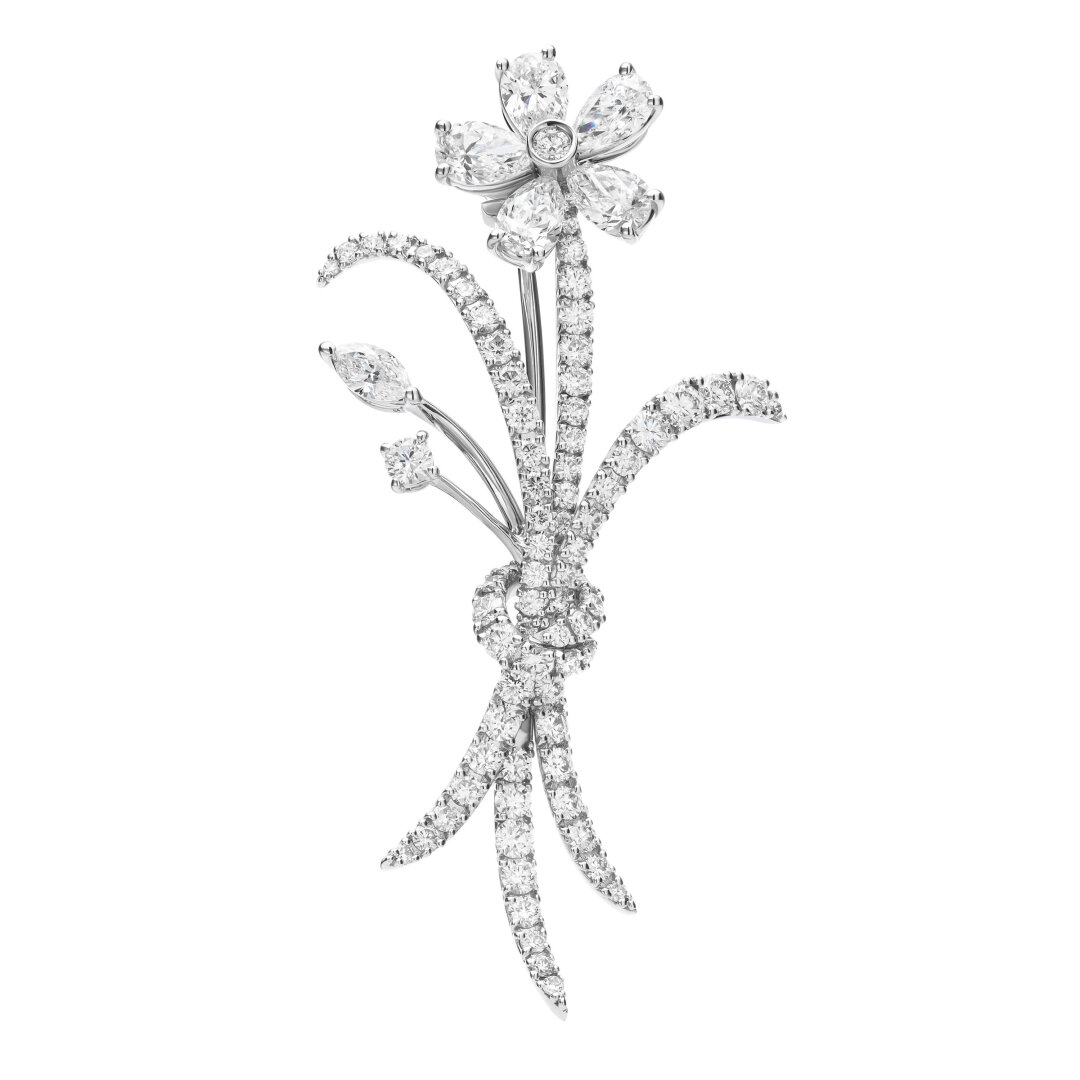 Брошь MERCURY из коллекции Flower. Белое золото, бриллианты