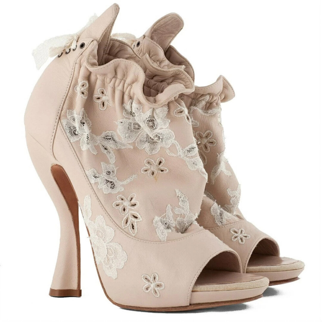 Кружевные peep-toe-ботильоны Nina Ricci