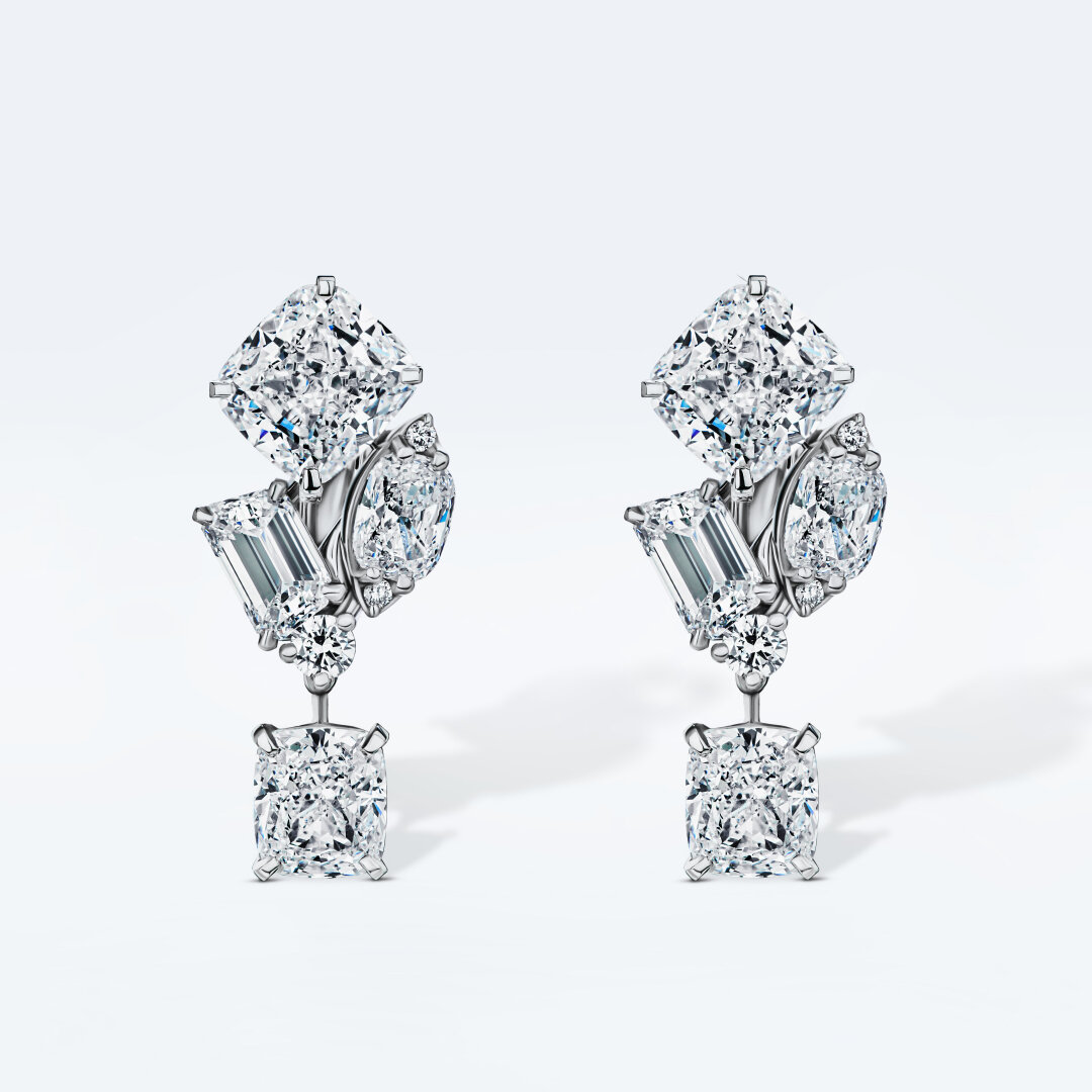 Серьги из коллекции «Коронация» POSIÉ, 19 021 400 руб. Лавровые серьги-ветви, созданные из тетраптиха бриллиантов огранки круг, кушон, маркиз и