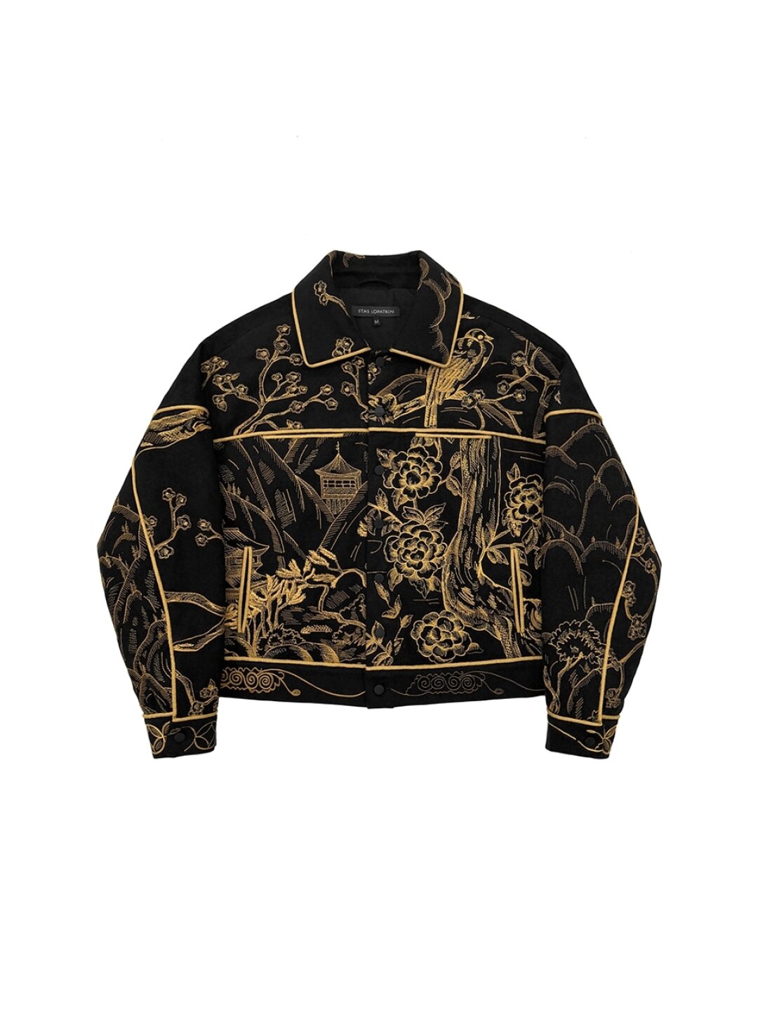 Stas Lopatkin, «Пассаж», 398 000 руб. Джинсовка — хорошо, а художественная куртка из денима с золотистой шинуазри-вышивкой — лучше!