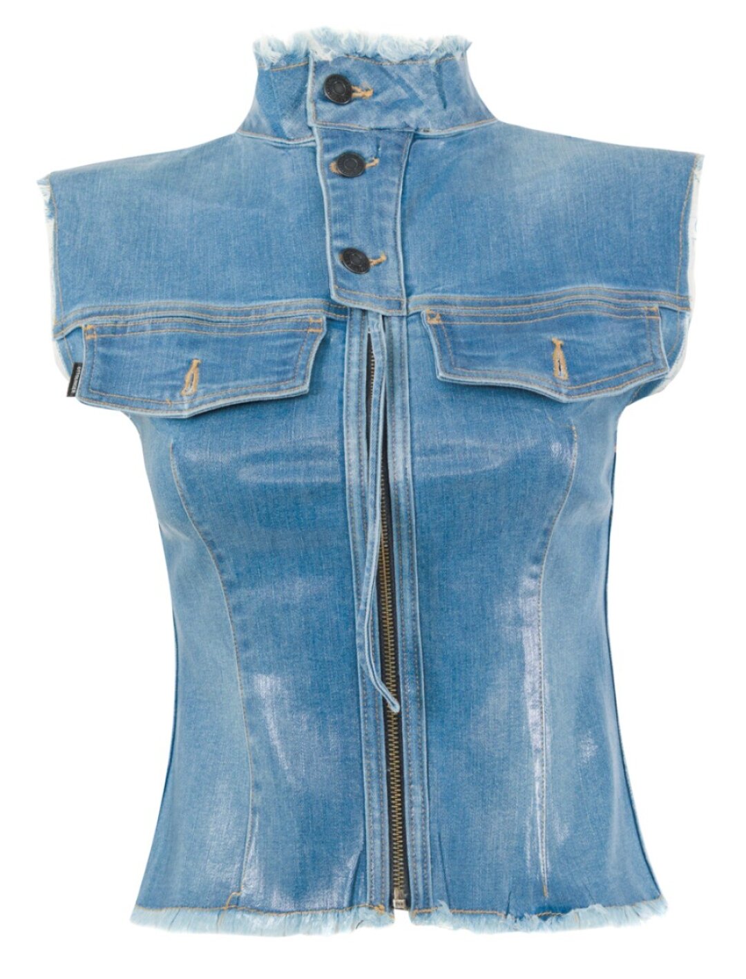 Ottolinger, Golden Line, 75 300 руб. Ворот-стойка прижился не только на пальто и тренчах, но и на жилетах. Наш фаворит — джинсовый с акцентными