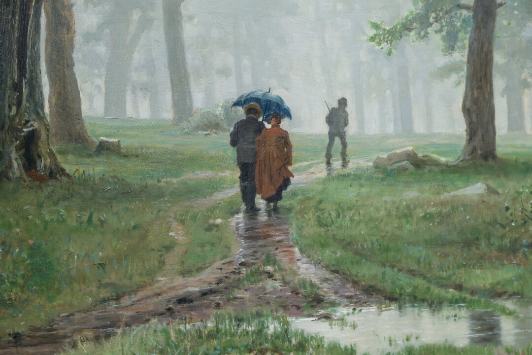 Иван Шишкин. Фрагмент работы "Дождь в дубовом лесу". 1861