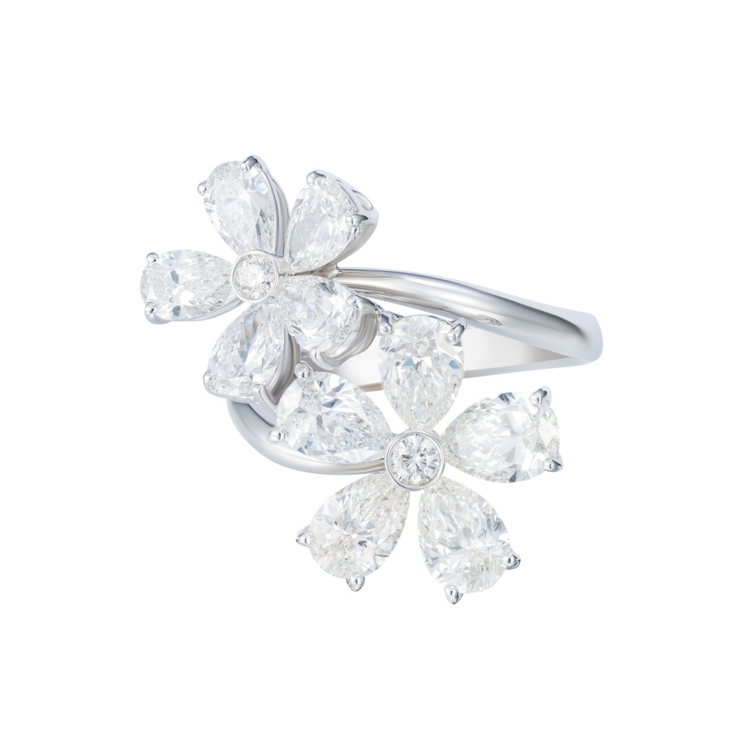 Кольцо MERCURY из коллекции Flower. Белое золото, бриллианты
