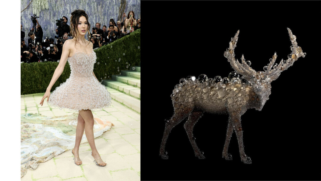 Эйлин Гу вышла в платье-пузырьках, созданном Iris van Herpen в коллаборации с совриск-дуэтом A.A.Murakami (Азуса Мураками и Александр Гроувз!) — плюс
