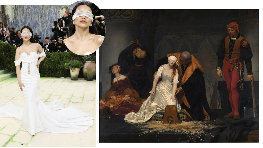Рейчел Зеглер в Schiaparelli — оммаж «Казни Джейн Грей» (1833) Поля Деларош по мотивам трагической гибели «королевы девяти дней»