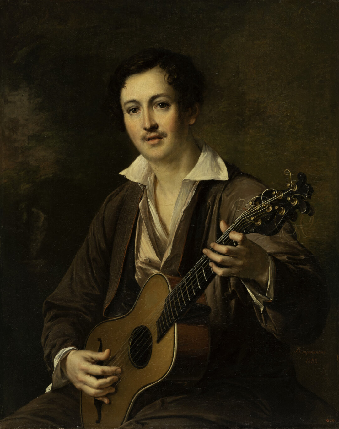 Василий Тропинин. Гитарист. 1839