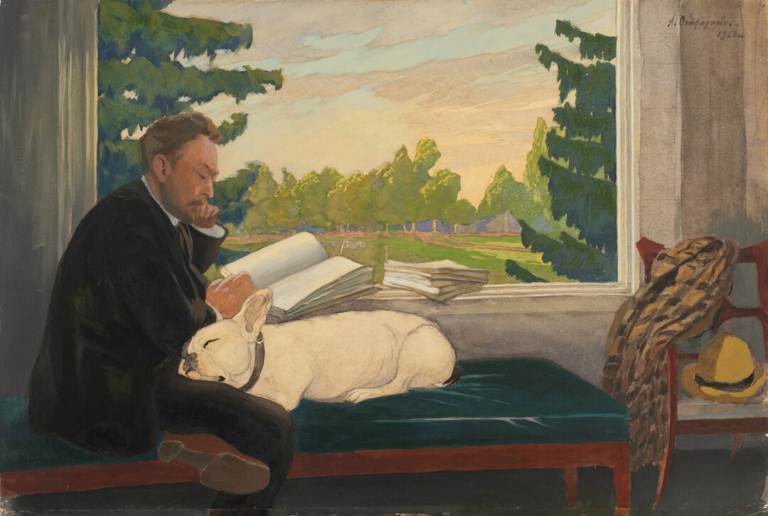 Анна Остроумова-Лебедева. С.В.Лебедев у окна. Павловск. 1922