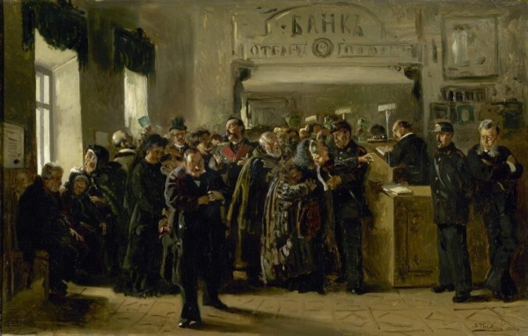 Владимир Маковский. Эскиз к картине "Крах банка". 1880