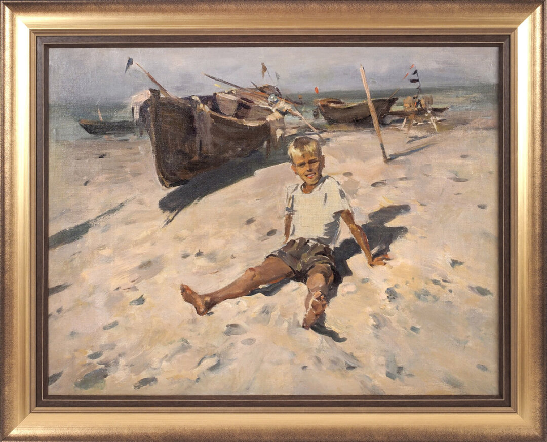 Холст маслом «Мальчик и море» (1957 г.) Льва Русова